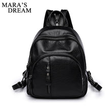 Load image into Gallery viewer, Mara's Dream Fashion PULeather Women Backpack Female Black Backpacks Small Zipper Bags Student Backpack Solid Rucksack For Girls