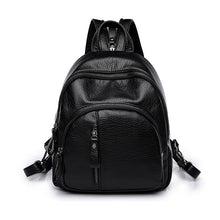 Load image into Gallery viewer, Mara's Dream Fashion PULeather Women Backpack Female Black Backpacks Small Zipper Bags Student Backpack Solid Rucksack For Girls
