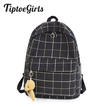 Load image into Gallery viewer, Small Fresh Plaid Canvas Ladies Backpack New Fashion High Quality Student Bag Casual Wild Large Capacity Travel Backpack