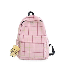 Load image into Gallery viewer, Small Fresh Plaid Canvas Ladies Backpack New Fashion High Quality Student Bag Casual Wild Large Capacity Travel Backpack
